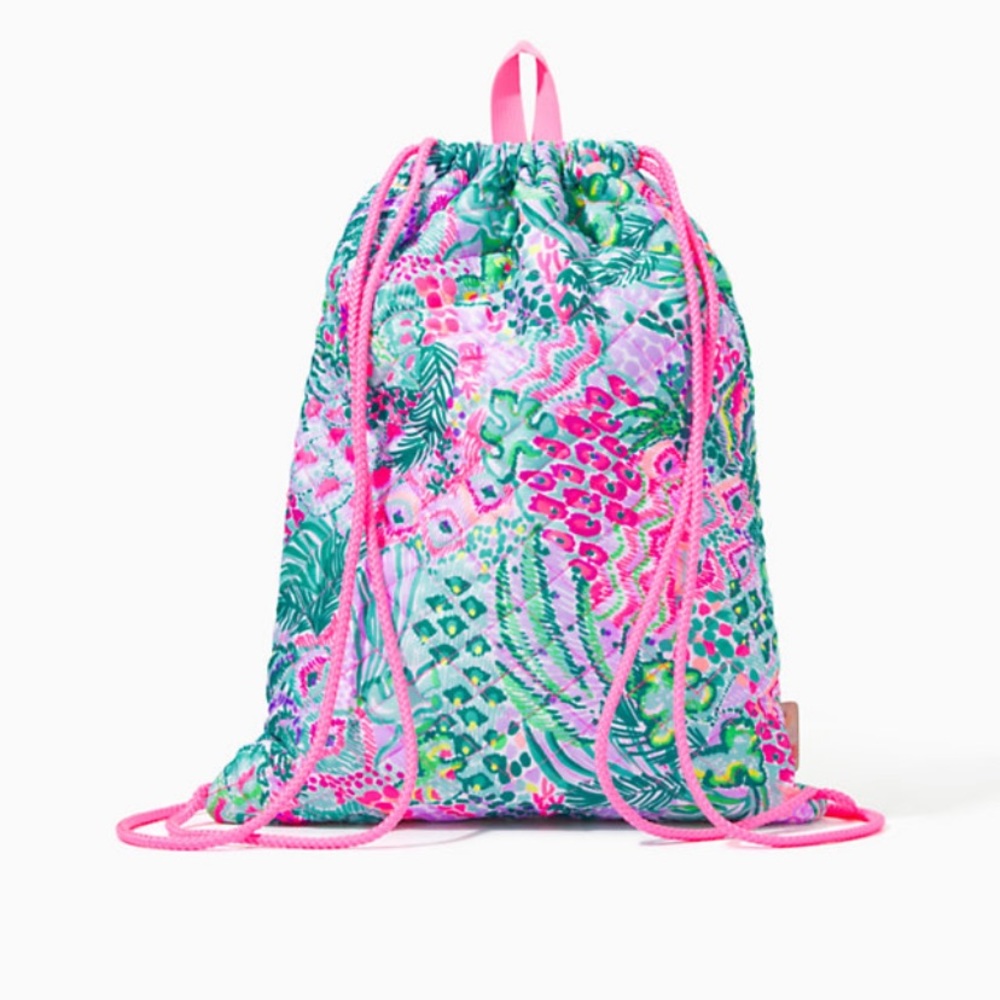 🌺Last One!🌺NWT Lilly Pulitzer Printed Quilted Drawstring Backpack - Picture 2 of 8